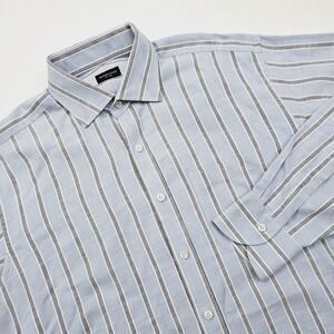 Proper Cloth Mens XL Shirt Striped Button Up Long Sleeve Blue Preppy Business